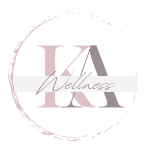 pink and white lettered logo k and a for kylie adele wellness